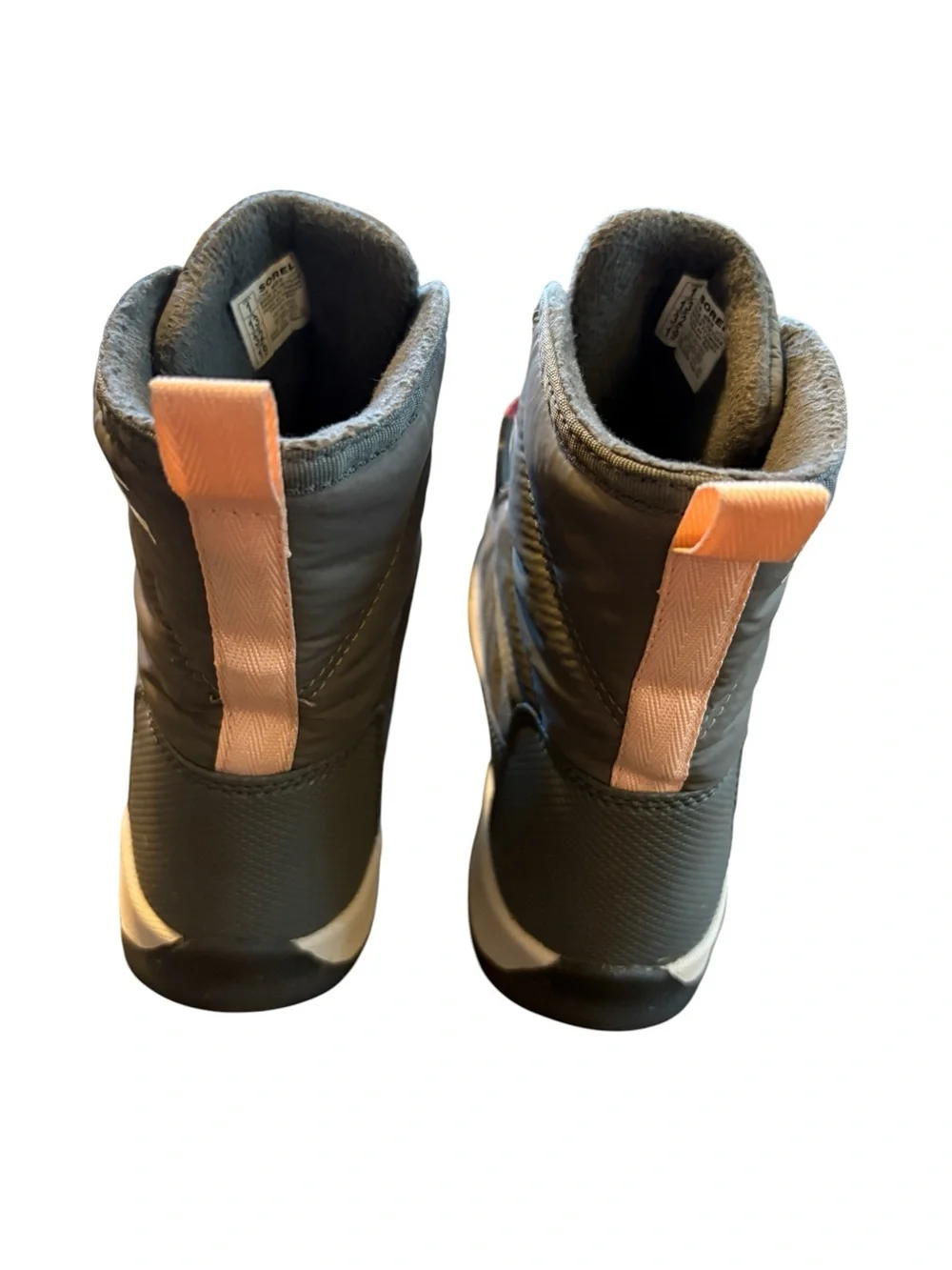 Sorel Grey Youths Snow Boots with Pink Laces